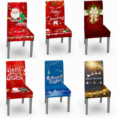Коледна калъфка за столове Разтеглив ликра Дигитален печат Navidad Funda Silla Кухненски калъфи за трапезни столове Home Party Коледен декор
