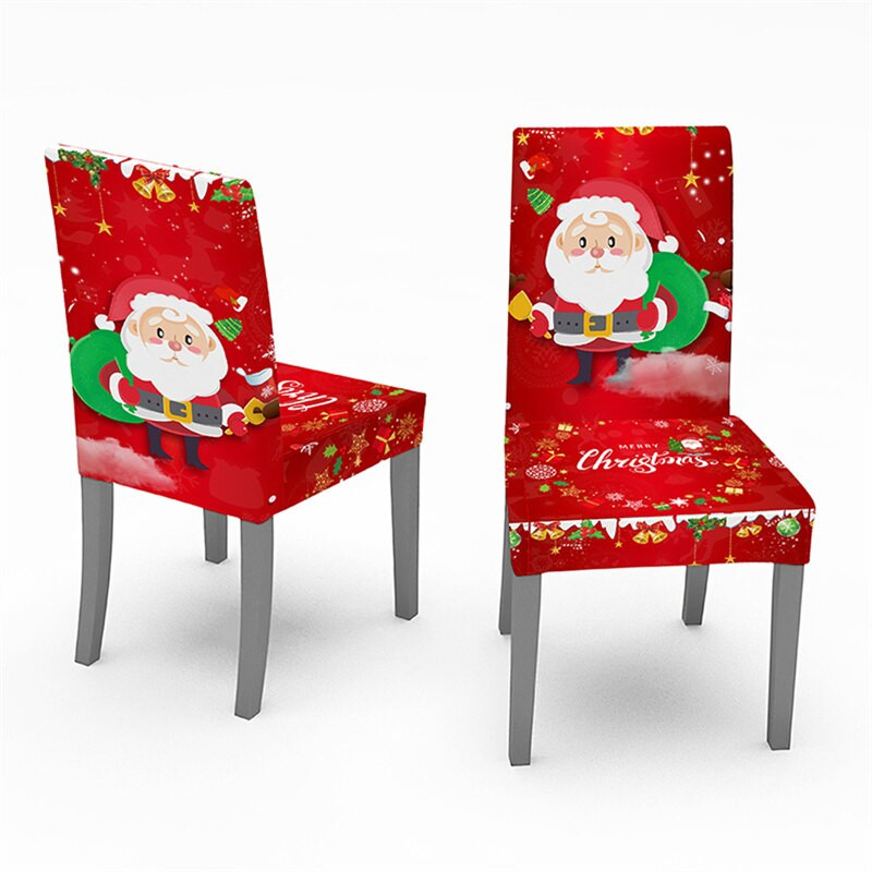 Vianočný poťah na stoličku, strečový spandex, digitálna potlač, Navidad Funda Silla, poťahy na kuchynské a jedálenské stoličky, domáce, párty, vianočné dekorácie