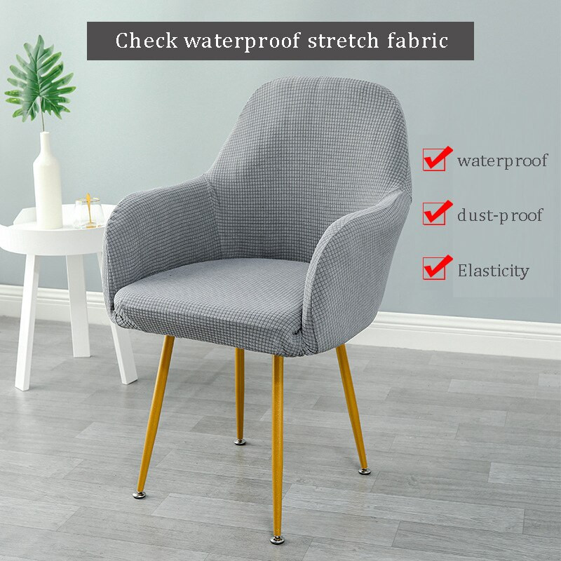 Paprastas šiaurietiškas aukšto porankio elastinis kėdės užvalkalas, atsparus vandeniui, specialios formos vientisas namų restoranas, viešbučio audinio kėdės užvalkalas