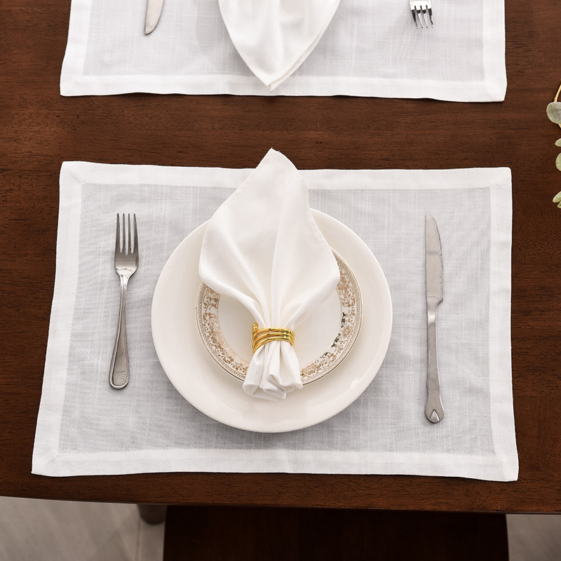 12 kom Bijeli ubrus Stol Salveta Vjenčanje Stolnjak Restoran Kućanstvo Pamuk Posteljina Salveta Podloga za stol