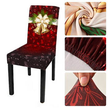 Калъф за трапезен стол Коледни калъфи за столове от спандекс 3D отпечатана камбана на Дядо Коледа housse de chaise 2023 Фестивал за домашен декор