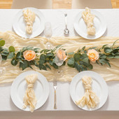 Šifon, pamuk, gaza, stol, platnena salveta za seosko vjenčanje, božićna večera, trčanje, luksuzni boho dekor za dom