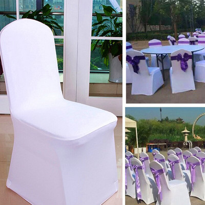 Κάλυμμα καρέκλας γαμήλιου πάρτι ξενοδοχείου Spandex Stretch Slipcover για Εστιατόριο Δείπνο Δείπνο Universal Λευκό κάλυμμα καρέκλας