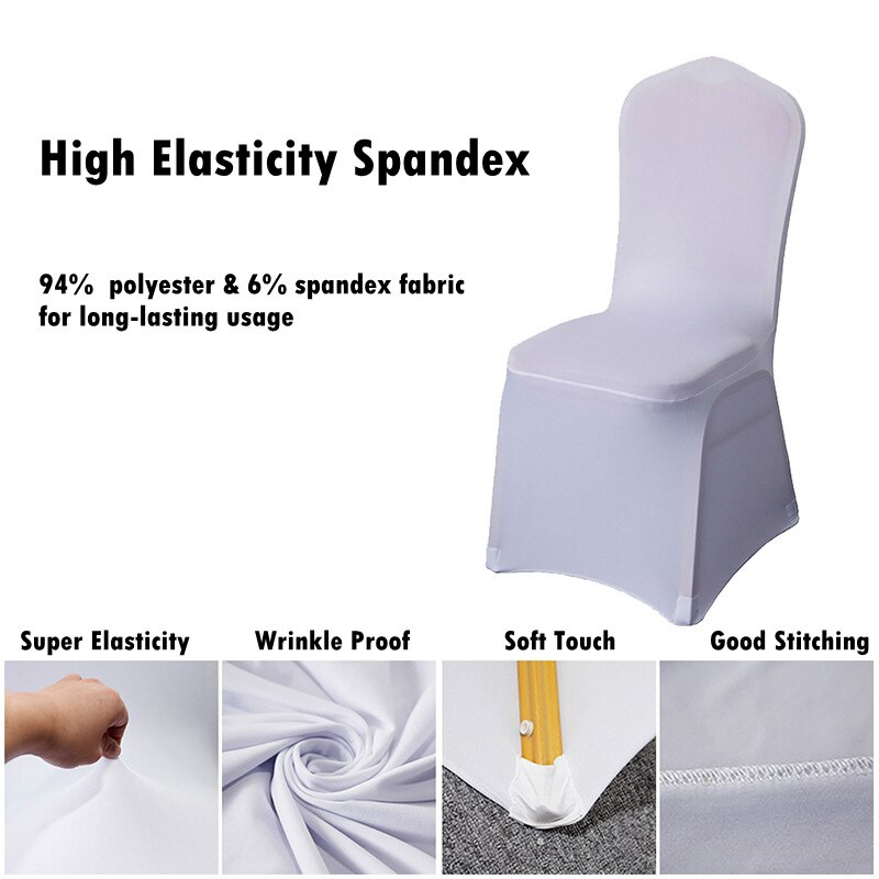 Viešbučio vestuvių vakarėlio kėdės užvalkalas spandex tamprus užvalkalas restorano banketų vakarėliui Universalus baltas kėdės užvalkalas