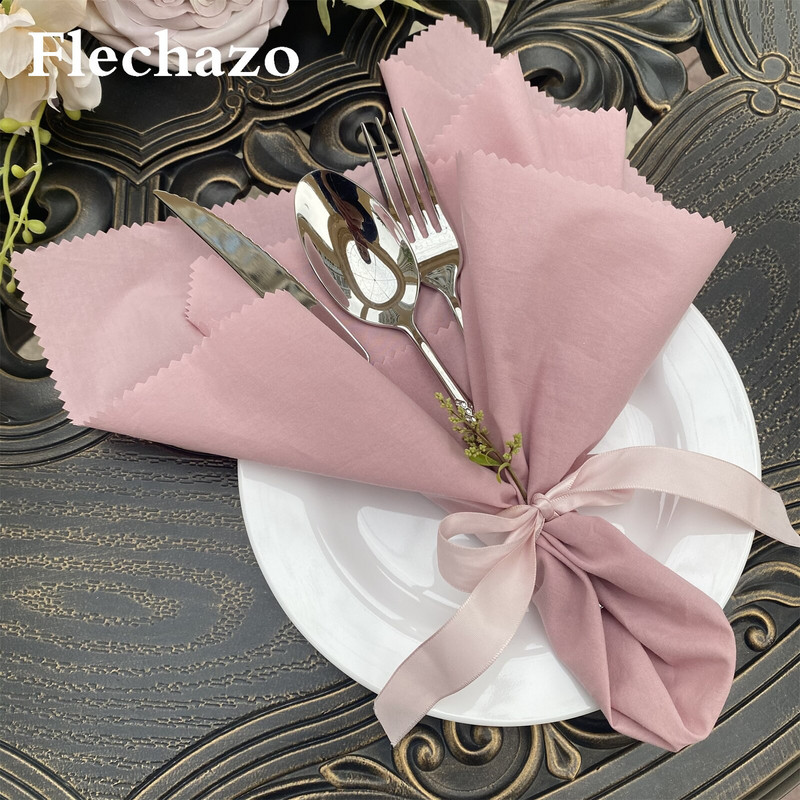 10 kom Salvete za stol 46*46 cm Dekoracija vjenčanja Kućna tkanina Laneno rublje Country Dust Ružičasta pamučna tkanina za posluživanje Mekana periva večera