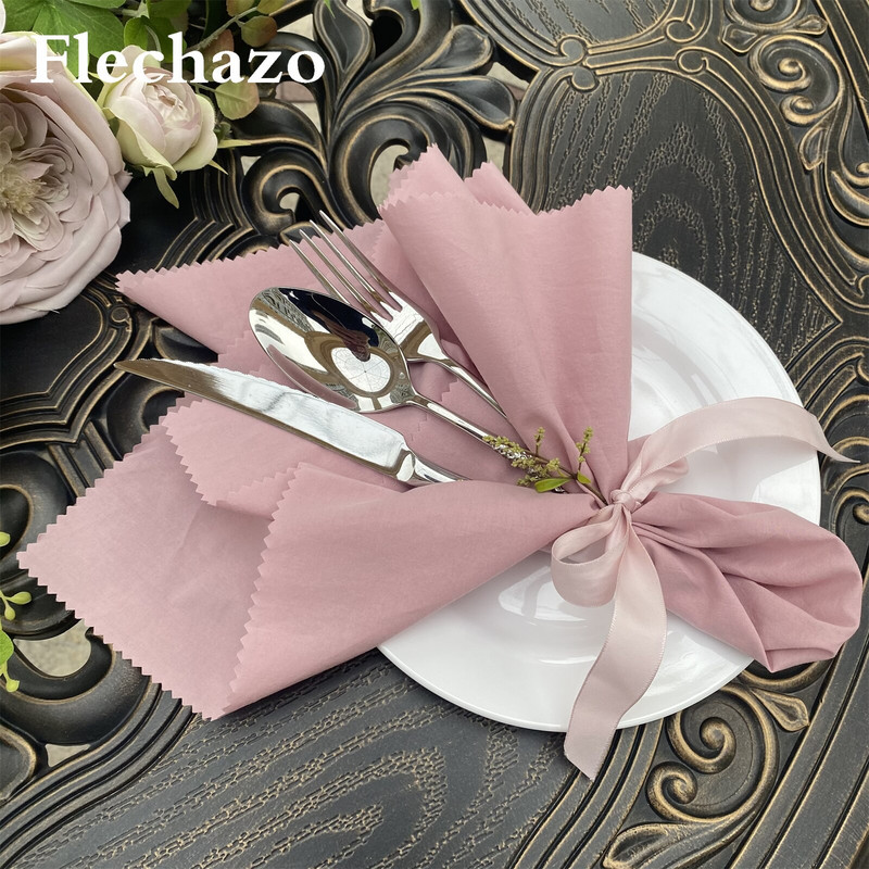 10 kom Salvete za stol 46*46 cm Dekoracija vjenčanja Kućna tkanina Laneno rublje Country Dust Ružičasta pamučna tkanina za posluživanje Mekana periva večera