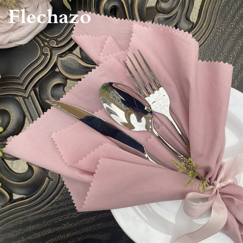 10 kom Salvete za stol 46*46 cm Dekoracija vjenčanja Kućna tkanina Laneno rublje Country Dust Ružičasta pamučna tkanina za posluživanje Mekana periva večera