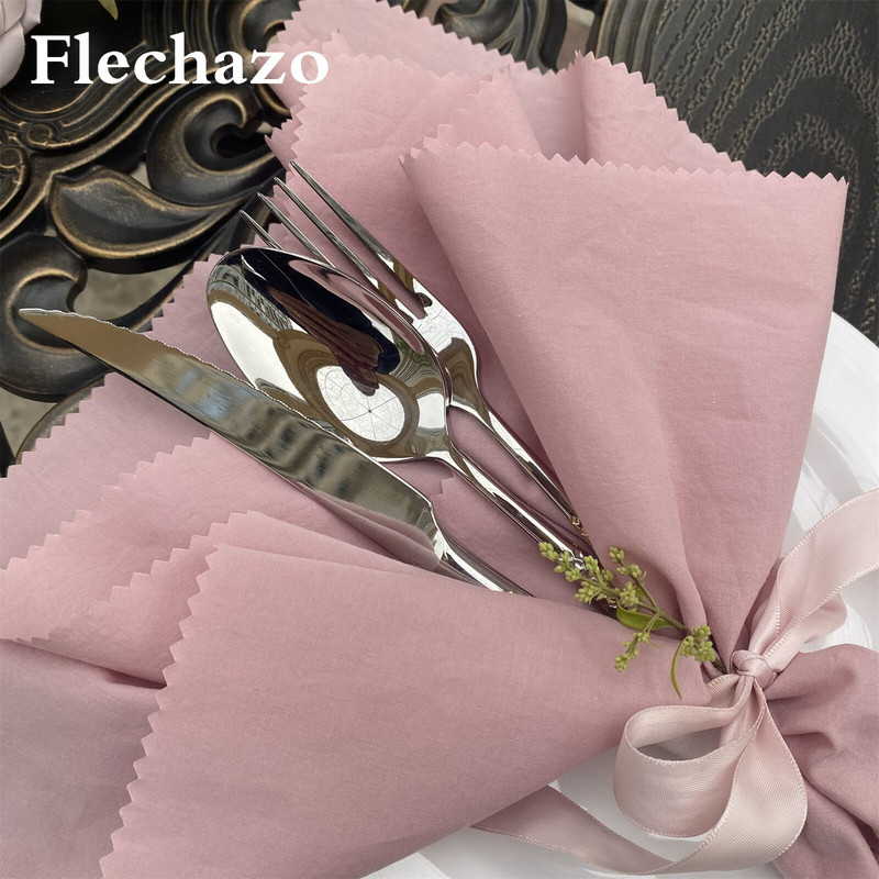 10 kom Salvete za stol 46*46 cm Dekoracija vjenčanja Kućna tkanina Laneno rublje Country Dust Ružičasta pamučna tkanina za posluživanje Mekana periva večera
