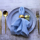 12 buc Șervețele din tifon albastru cer Șervețele din bumbac Șervețele de nuntă Șervețele de nuntă rustice Șervețele din tifon albastru cer decor de masă rustic