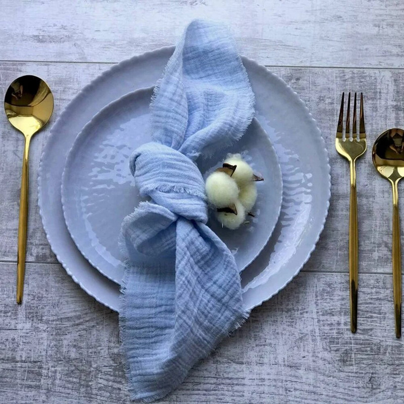 12 buc Șervețele din tifon albastru cer Șervețele din bumbac Șervețele de nuntă Șervețele de nuntă rustice Șervețele din tifon albastru cer decor de masă rustic