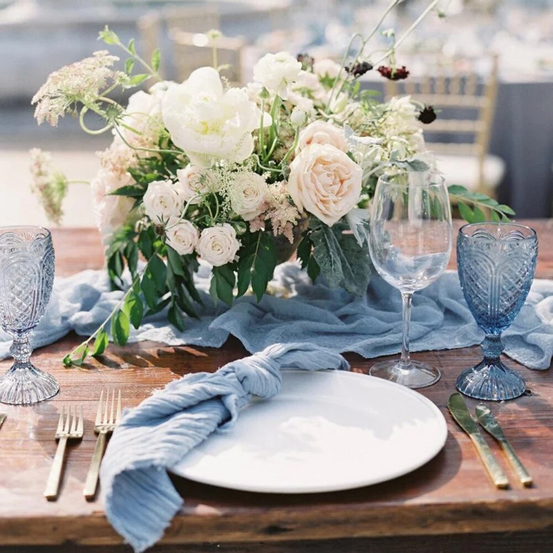 12 buc Șervețele din tifon albastru cer Șervețele din bumbac Șervețele de nuntă Șervețele de nuntă rustice Șervețele din tifon albastru cer decor de masă rustic