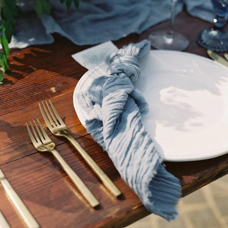 12 buc Șervețele din tifon albastru cer Șervețele din bumbac Șervețele de nuntă Șervețele de nuntă rustice Șervețele din tifon albastru cer decor de masă rustic