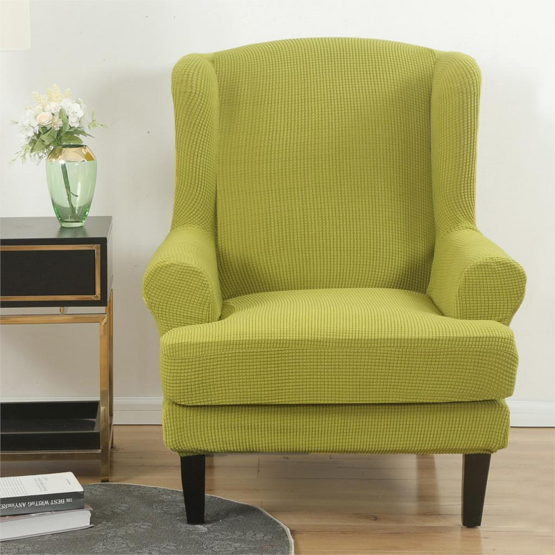 Arm King nugaros kėdės užvalkalas Žakardinis tamprus apsauginis slydimo dangtelis Nuožulnus Elastinis fotelis Wingback Wing sofos nugaros kėdės užvalkalas