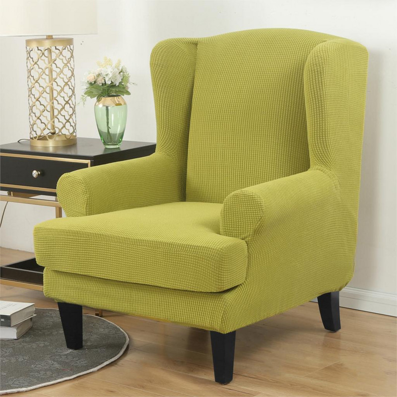 Arm King nugaros kėdės užvalkalas Žakardinis tamprus apsauginis slydimo dangtelis Nuožulnus Elastinis fotelis Wingback Wing sofos nugaros kėdės užvalkalas