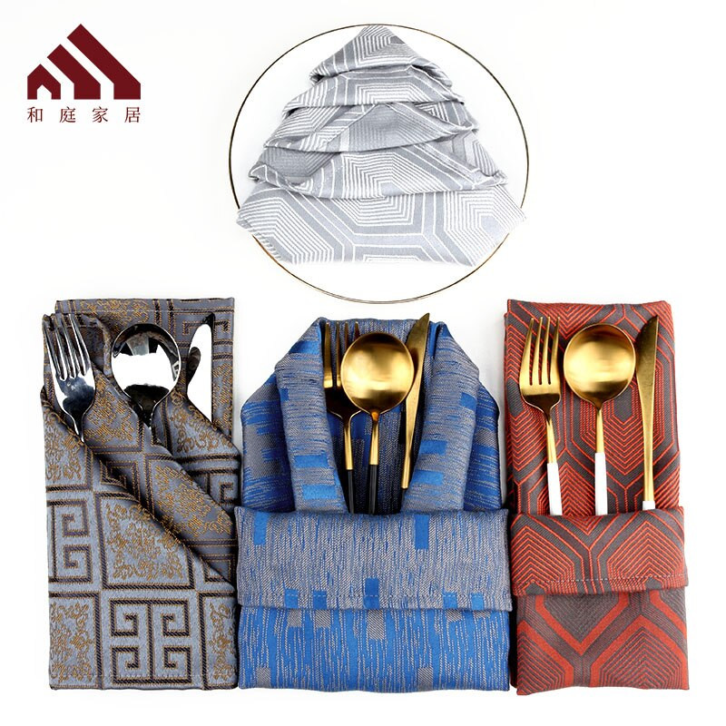 Hartingo medžiaginės vakarienės servetėlės Žakardo Minkštas virtuvės stalas Medvilninių lininių servetėlių rinkinys po 6, skirtas namų viešbučio vestuvėms