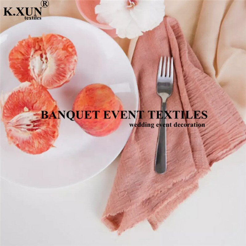 10 τμχ Παρτίδα ρουστίκ γάζα Επιτραπέζια χαρτοπετσέτα επαναχρησιμοποιήσιμες Βαμβακερές χαρτοπετσέτες για διακόσμηση πάρτι γάμου