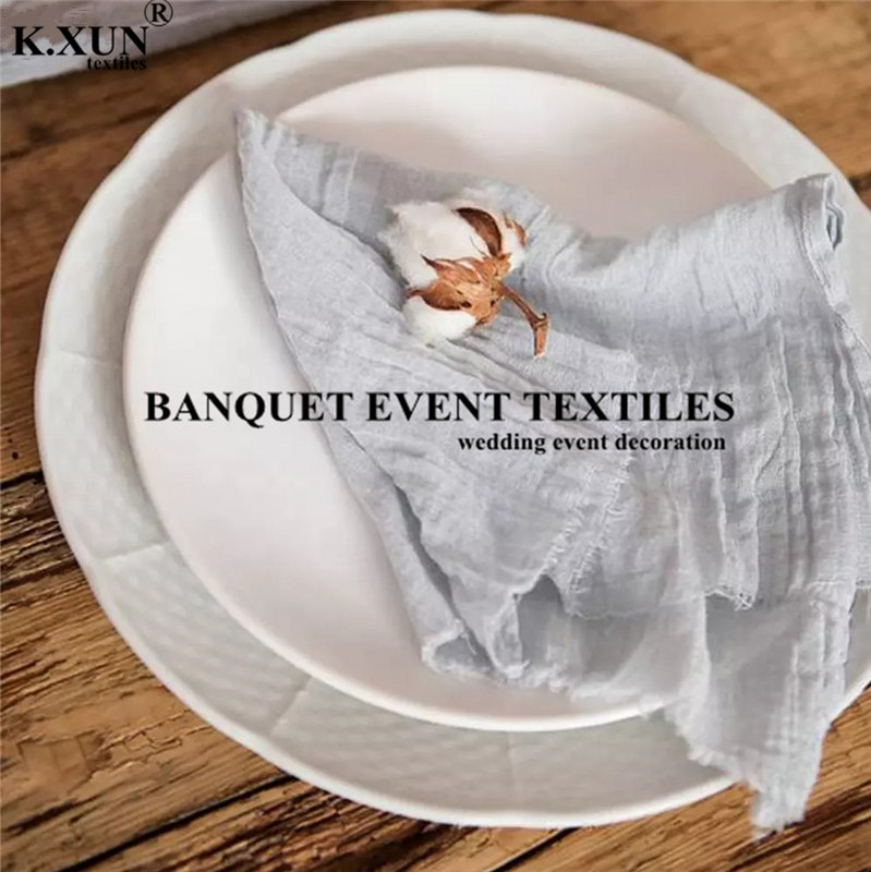 10 τμχ Παρτίδα ρουστίκ γάζα Επιτραπέζια χαρτοπετσέτα επαναχρησιμοποιήσιμες Βαμβακερές χαρτοπετσέτες για διακόσμηση πάρτι γάμου