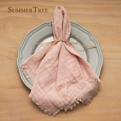 20бр. Салфетки Плат Памучна марля Ретро Burr Rustic Чаена кърпа Подложки за трапезария Консумативи за сватбено тържество Лен Декорация на маса