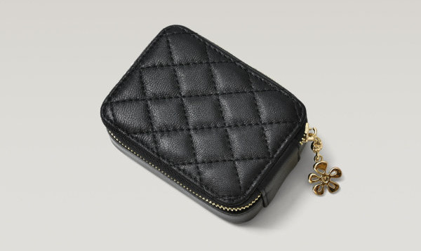 Portofel de dama din piele ecologica cu o floare decorativa