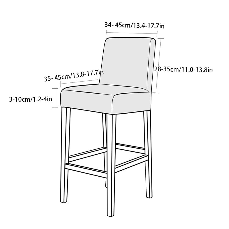 Egyszínű bárszékhuzat a bárhoz alacsony háttámla, rövid, rugalmas üléstok étkezőhöz Spandex puha szövet lakberendezési székhuzatok