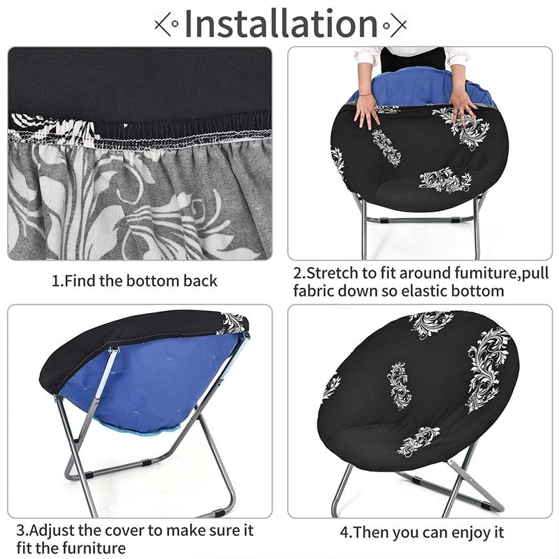 Sulankstomas mėnulio kėdžių užvalkalas, apvalus lėkštė, kėdžių užvalkalas, tamprus sėdynės užvalkalas, elastinga išmatų apsauga, skirta svetainės susitikimui