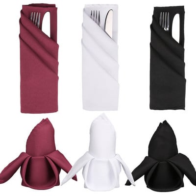 10 kusov polyesterových reštauračných 50 cm štvorcových skladacích obrusov, hotelových banketových obrúskov, bielych, červených a čiernych, stolových obrúskov, svadobných a večierkových darčekov.
