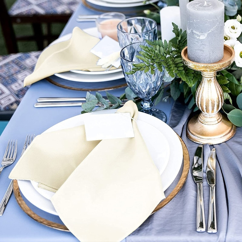 12Pcs 50cm Stolne salvete Platnene kvadratne satenske tkanine Maramice za džepove za salvete za vjenčanje Rođendan Kućna zabava Hotel novo