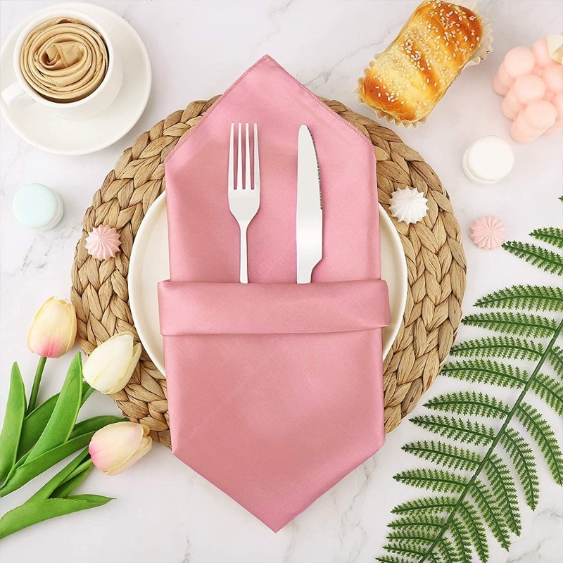 12Pcs 50cm Stolne salvete Platnene kvadratne satenske tkanine Maramice za džepove za salvete za vjenčanje Rođendan Kućna zabava Hotel novo