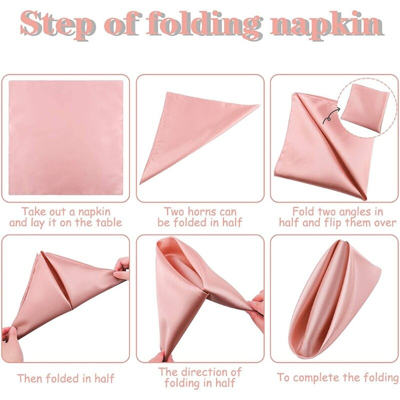 12Pcs 50cm Stolne salvete Platnene kvadratne satenske tkanine Maramice za džepove za salvete za vjenčanje Rođendan Kućna zabava Hotel novo
