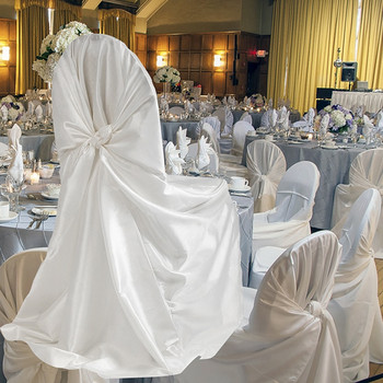 Модерен калъф за стол от сатенена тъкан Голям размер с дълга облегалка Калъфи за столове в европейски стил за ресторант, хотел, сватбено тържество, банкет