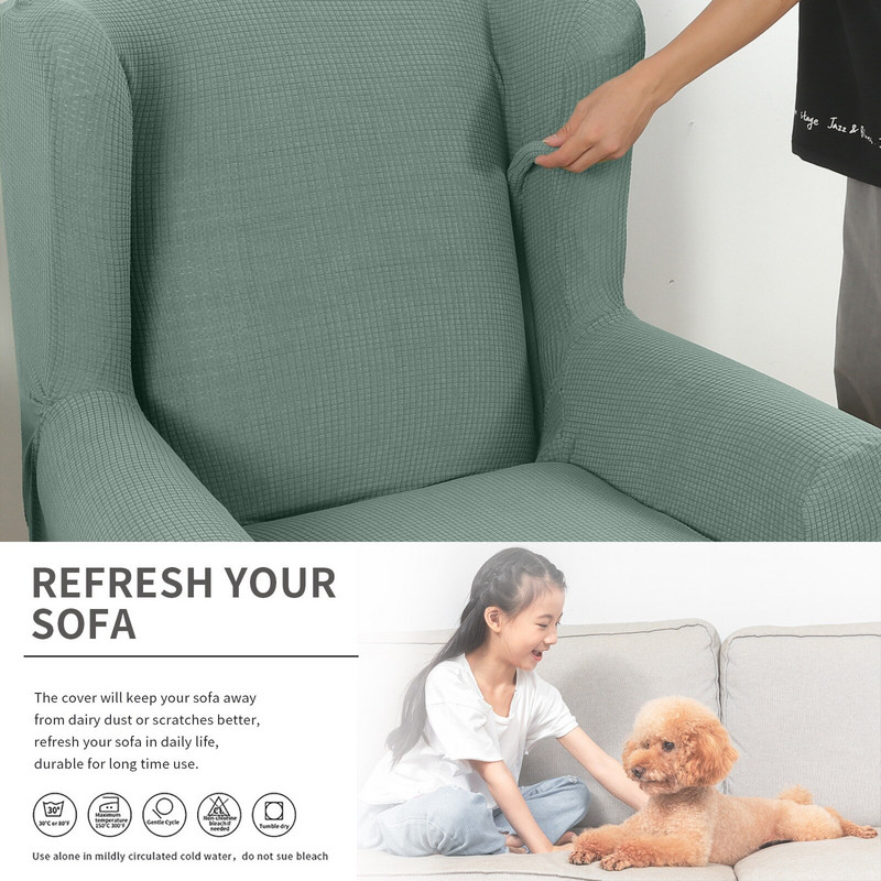 Arm King Háttámla Jacquard Stretch Protector Csúszáshuzat Lejtős Elasztikus Fotel Wingback Wing Kanapé háttámla Székhuzat