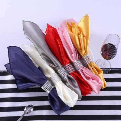 10 vnt/stal. Siūtos servetėlės 48x48 cm Satin Cocktail servetėlės, skirtos vakarėliui, vestuvinės staltiesės Minkštos virtuvės vakarienės servetėlės