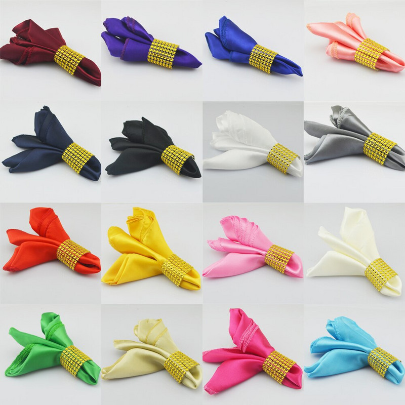 Szatén négyzet 30 cm Szalvéták Zsebkendő Asztali Vacsora Szalvéta Esküvőre Születésnapra Karácsonyi Party Rendezvény Dekoráció Otthoni kellékek