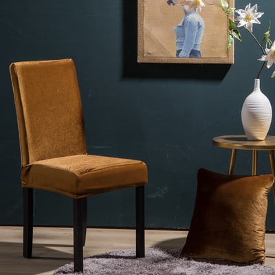 „Airldianer Velvet Stretch“ kėdžių užvalkalai, vienspalviai spandex pliušiniai kėdžių užvalkalai Namų valgomojo užvalkalai