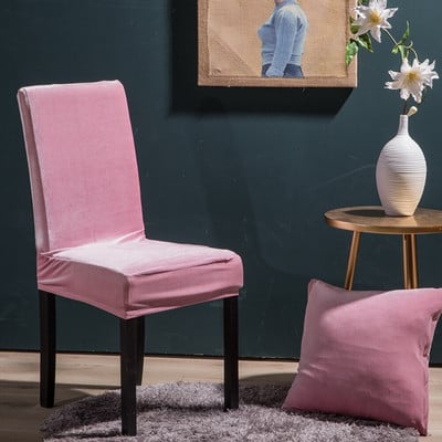 „Airldianer Velvet Stretch“ kėdžių užvalkalai, vienspalviai spandex pliušiniai kėdžių užvalkalai Namų valgomojo užvalkalai