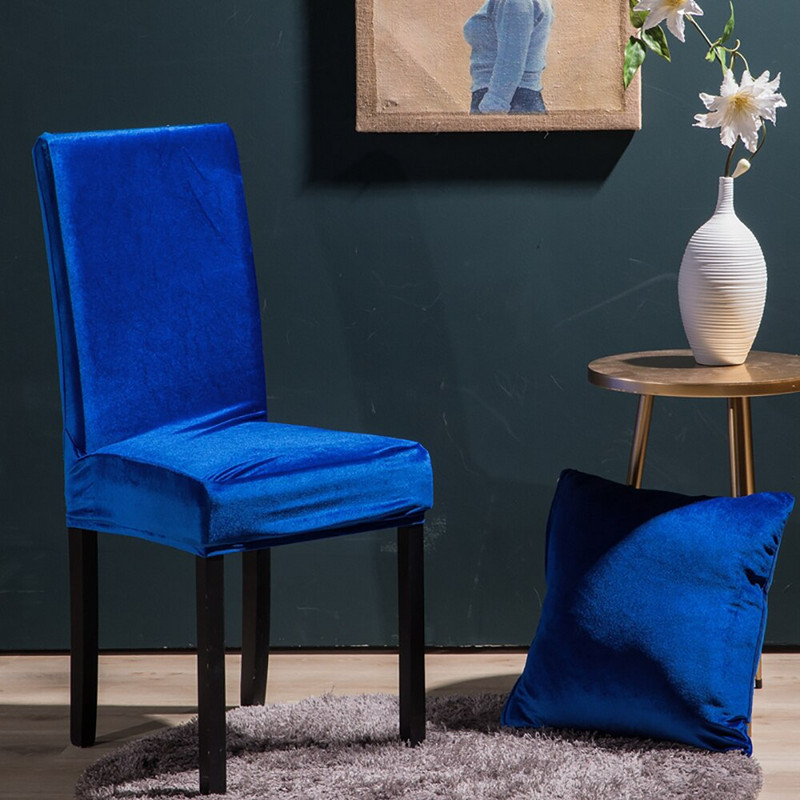 „Airldianer Velvet Stretch“ kėdžių užvalkalai, vienspalviai spandex pliušiniai kėdžių užvalkalai Namų valgomojo užvalkalai