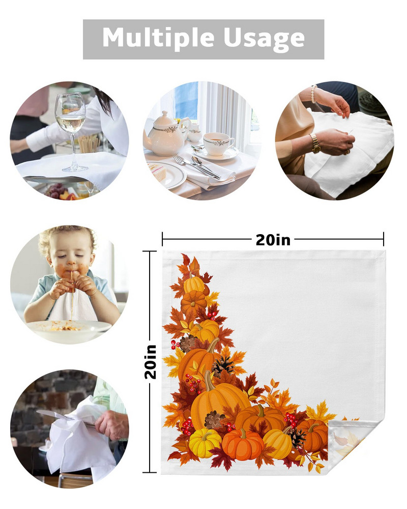 Jesenné tekvicové javorové listy na Deň vďakyvzdania 4/6/8 ks kuchynské obrúsky 50x50 cm stolové obrúsky servírovacie taniere bytový textil