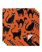 Helovino tematikos juoda katė 4/6/8 vnt medžiaginė servetėlė stalo dekoras vakarienės rankšluostis virtuvės lėkštėms Kilimėlis vestuvių vakarėlio dekoravimui