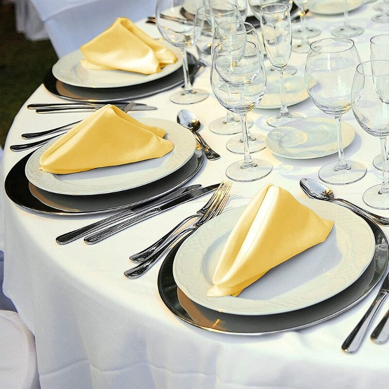 12 bucăți 50 cm șervețele de masă pânză pătrată din satin șervețel de buzunar batistă pentru nuntă, ziua de naștere, petrecere acasă, hotel, restaurant