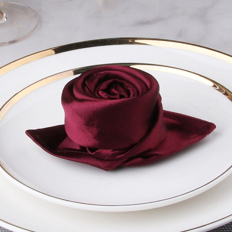 46x46cm Luksuzni stolni ubrusi Četvrtasti satenski rupčić za svatove Hoteli Restorani Dekoracije Potrepštine Prsten za salvete