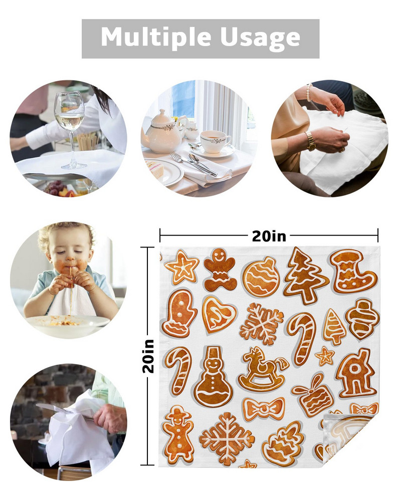 Servețele de Crăciun Gingerbread Man Set de pânză Față de masă pentru petrecere de nuntă Servețele moale de bucătărie Servețele de Crăciun