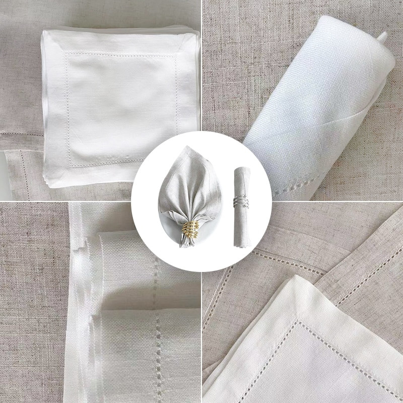 12db Asztali szalvéták Ruhák Szövet Tálaló szalvéták Pamut tányérokhoz Vacsora esküvői bulira Hemstitch ágynemű Kezdőlap