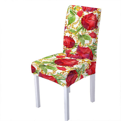Huse pentru scaune din spandex în stil baroc pentru sufragerie Huse pentru scaune florale cu spătar înalt pentru sufragerie, petrecere, nuntă