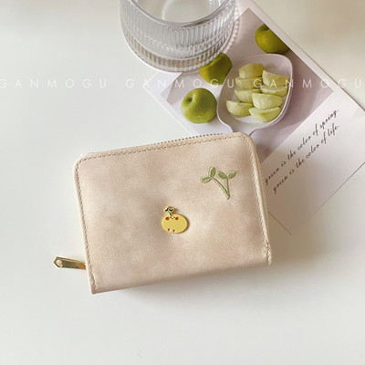 Portofel de dama mic pentru carduri cu decor metalic