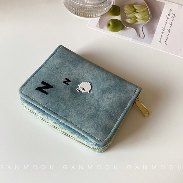 Portofel de dama mic pentru carduri cu decor metalic