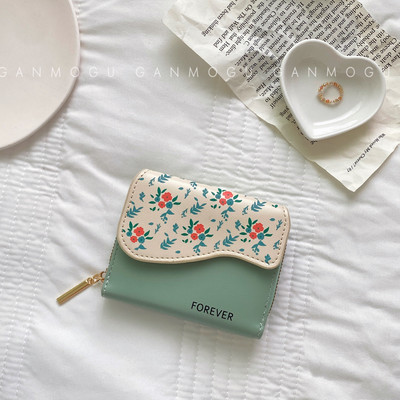 Portofel de dama din piele cu imprimeu floral