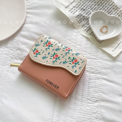 Portofel de dama din piele cu imprimeu floral