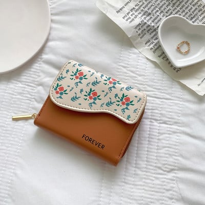 Portofel de dama din piele cu imprimeu floral