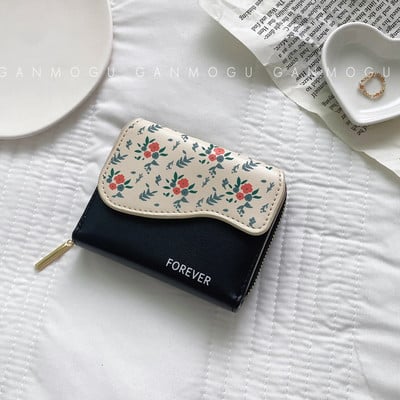 Portofel de dama din piele cu imprimeu floral