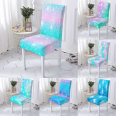Spandex Stretch Cover Chair Scales Mermaid Scales Moderný kuchynský puzdro na sedadlo Odnímateľný elastický poťah na stoličku pre svadobnú hostinu